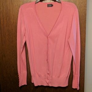 Light coral long sleeved cardigan. Large